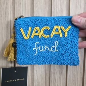 NWT America & Beyond Embellished Beaded Coin Purse Vacation Wallet Savings